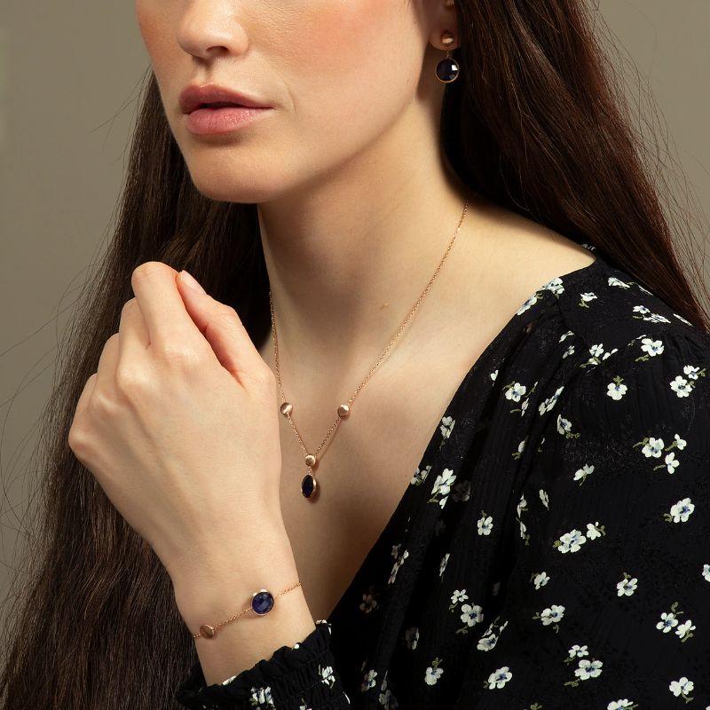 Women's 14K Satin Rose Gold Kensington Single Stone Bracelet in Sapphire For Sale
