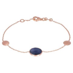 14K Satin Rose Gold Kensington Single Stone Bracelet in Sapphire
