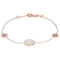 14K Satin Rose Gold Kensington Single Stone Bracelet in White Mother of Pearl