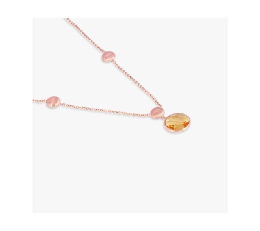 14K satin rose gold Kensington single stone necklace with citrine

This necklace features a faceted stone set on a delicate chain. Each stone is bezel set and holds a unique meaning, with citrine being the stone of happiness. This necklace is made