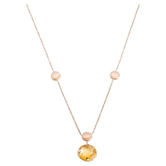 14K Satin Rose Gold Kensington Single Stone Necklace with Citrine For Sale