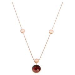 Kensington Collier simple pierre en or rose satiné 14 carats avec grenat