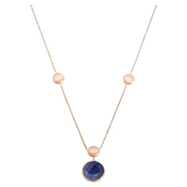 14K Satin Rose Gold Kensington Single Stone Necklace with Sapphire