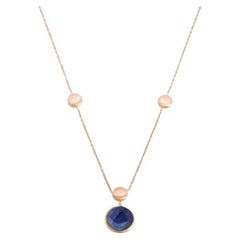 14K Satin Rose Gold Kensington Single Stone Necklace with Sapphire