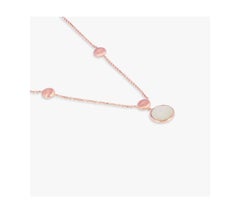 14K Satin Rose Gold Kensington Single Stone Necklace with White Mother of Pearl