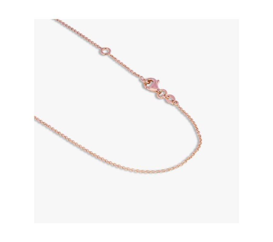 14K Satin Rose Gold Kensington Single Stone Necklace with White Mother of Pearl In New Condition For Sale In Fulham business exchange, London