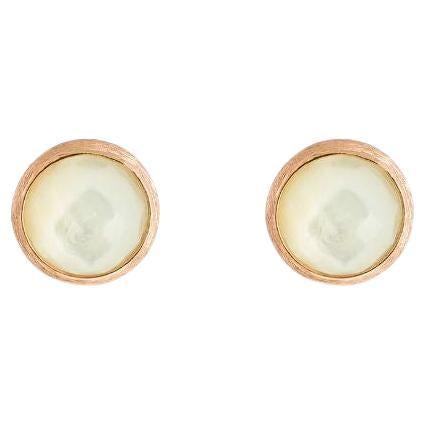 14k Satin Rose Gold Kensington Stud Earrings with White Mother of Pearl For Sale