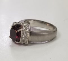 14k shite gold Rhodolite Garnet and Diamond Ring