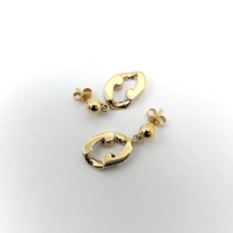 Contemporary 14K Signature Vintage Curb-Link Dangle Earrings For Sale