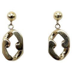 14K Signature Vintage Curb-Link Dangle Earrings (Boucles d'oreilles)