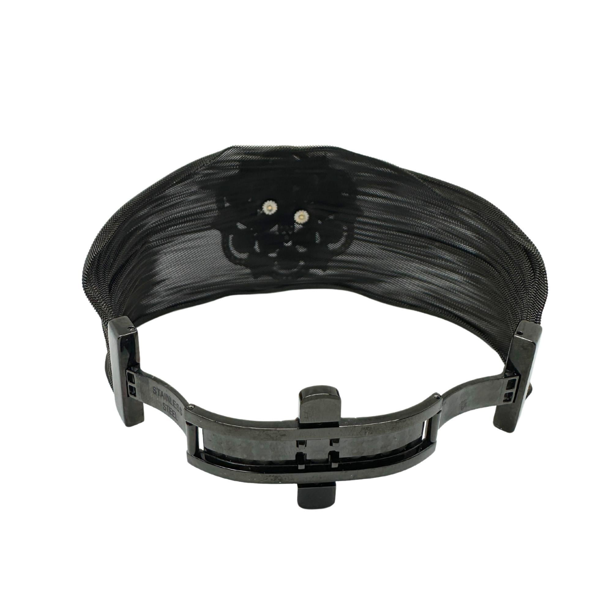 Bracciale con diamanti taglio rosa a maglie in argento, argento e acciaio annerito (14 carati) In condizioni buone in vendita a New York, NY