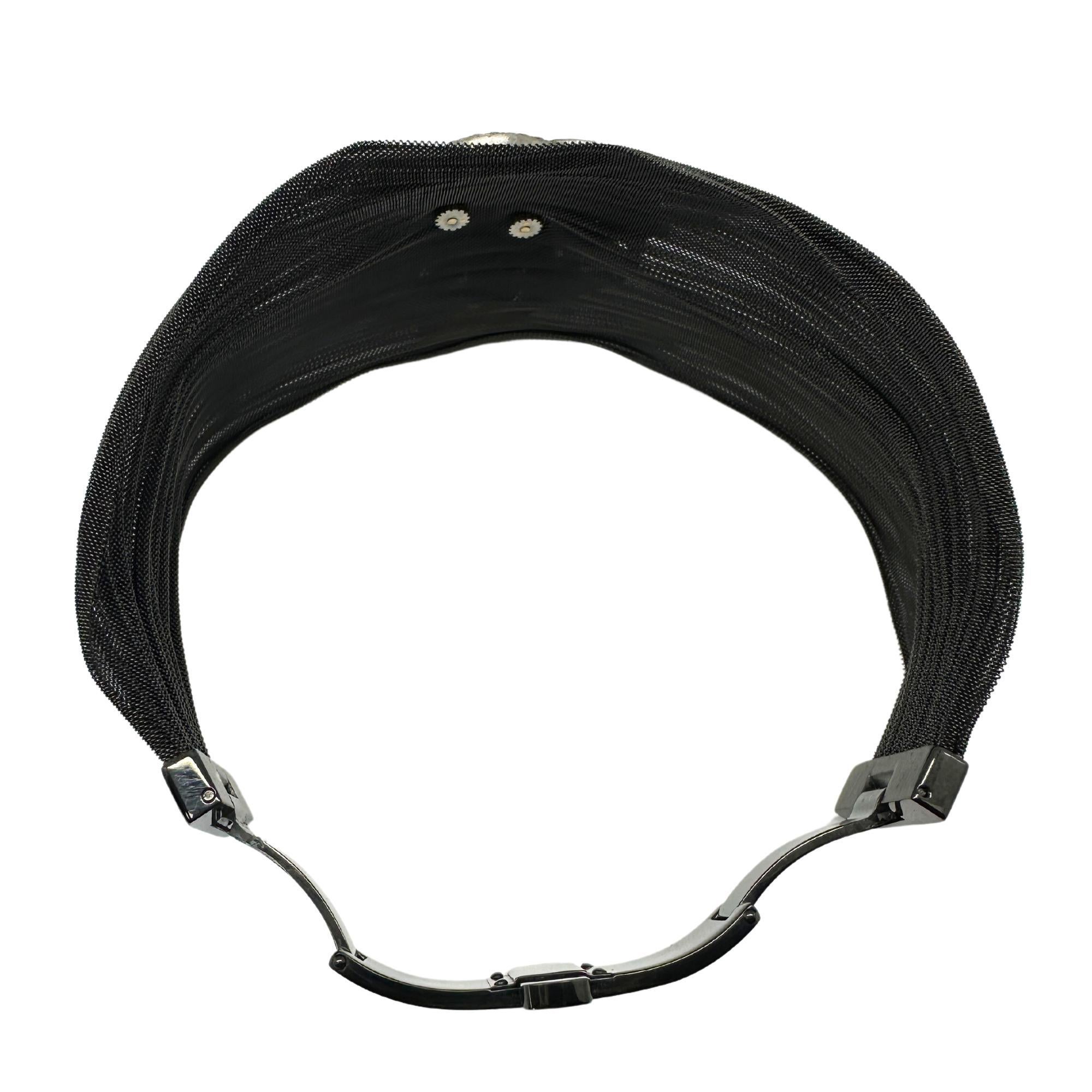 Donna Bracciale con diamanti taglio rosa a maglie in argento, argento e acciaio annerito (14 carati) in vendita