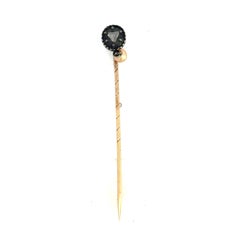 14k & Silver Antique Diamond Pearl Pin