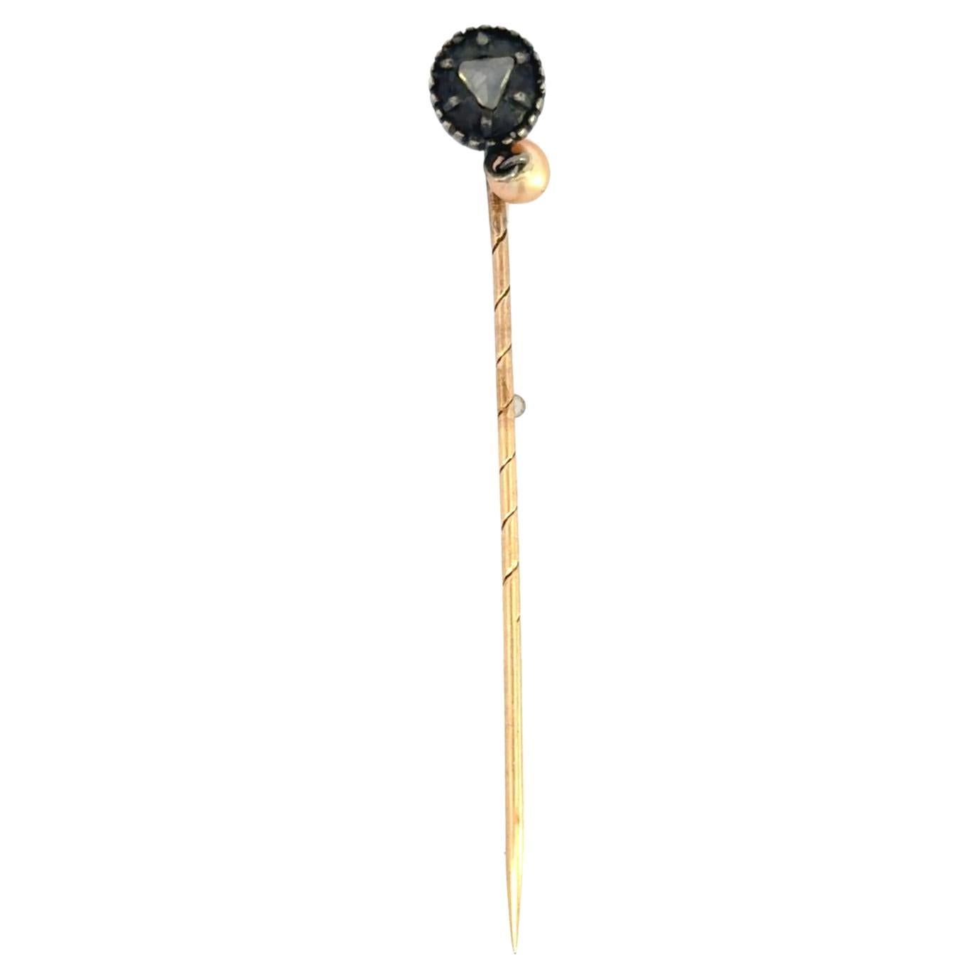 14k 
Silver Antique Diamond Pearl Pin en vente