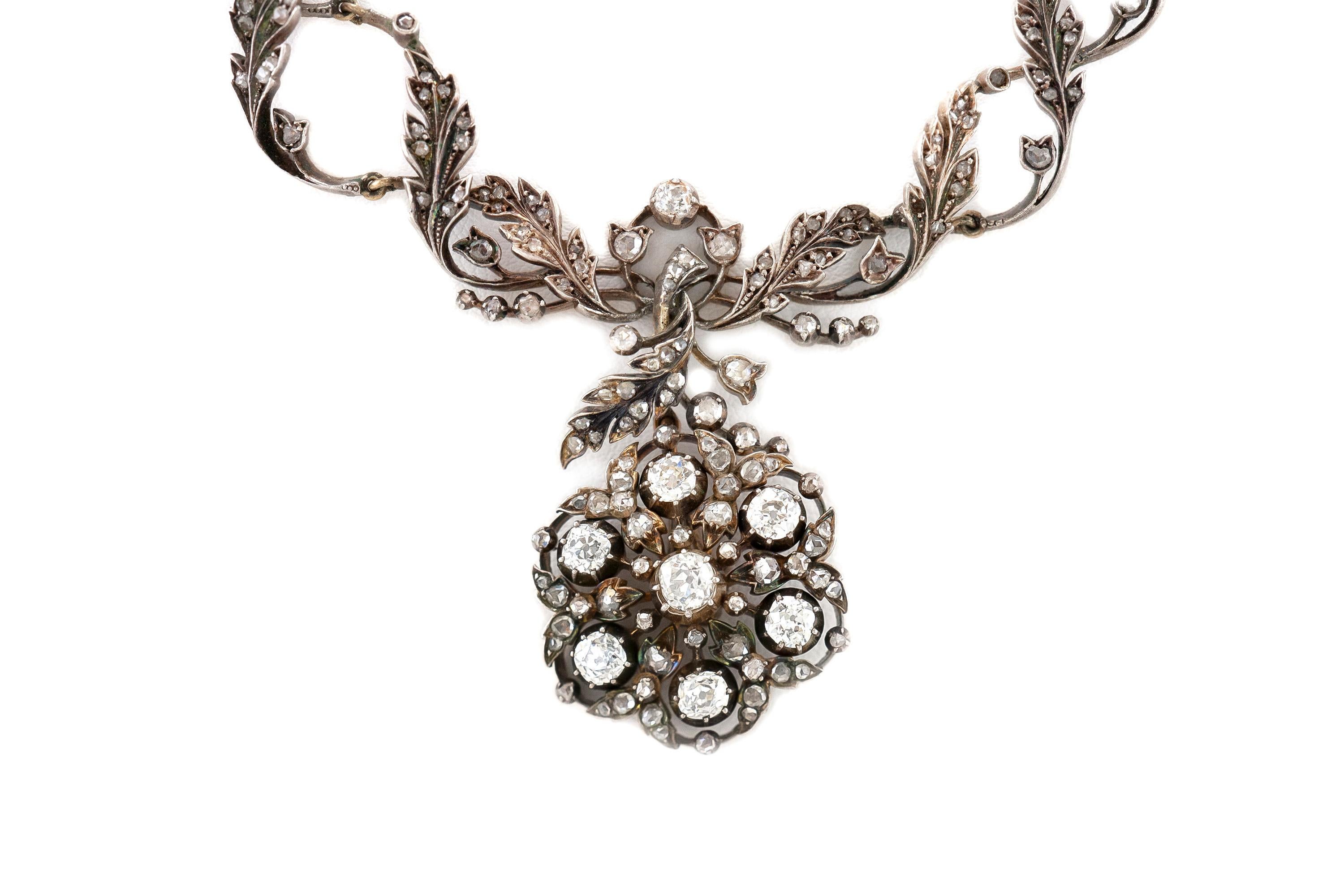 Finely crafted in silver and 14k gold with diamonds weighing approximately a total of 3.00 carats.
Victoran, circa 1860