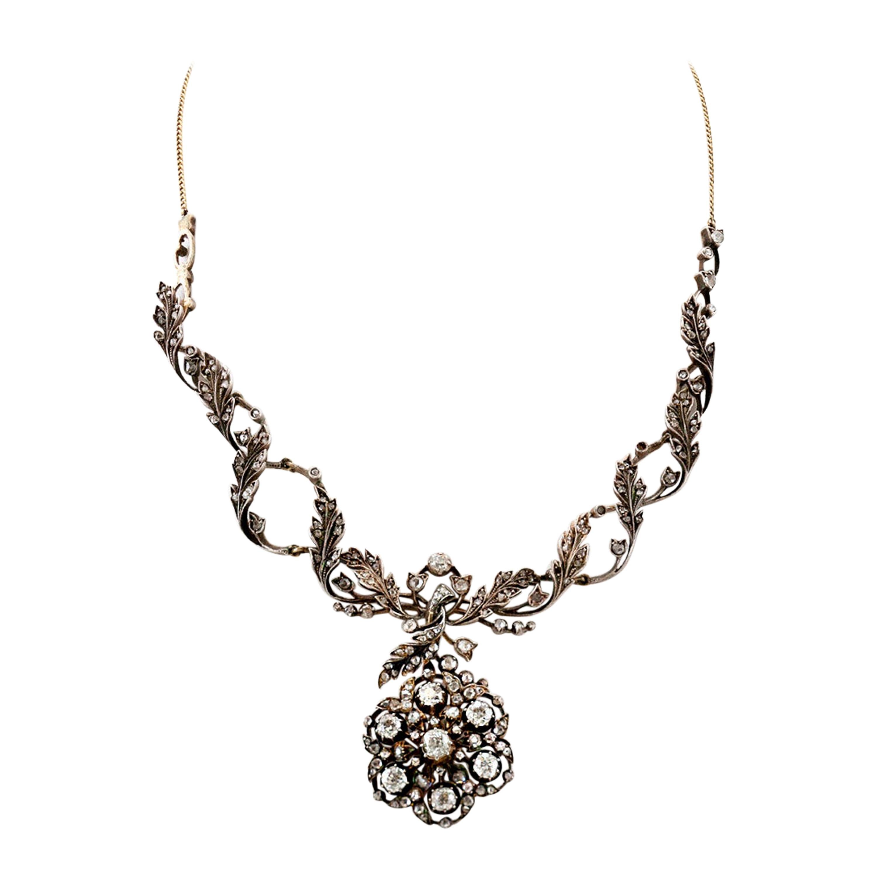 Victorian Diamond Flower Necklace