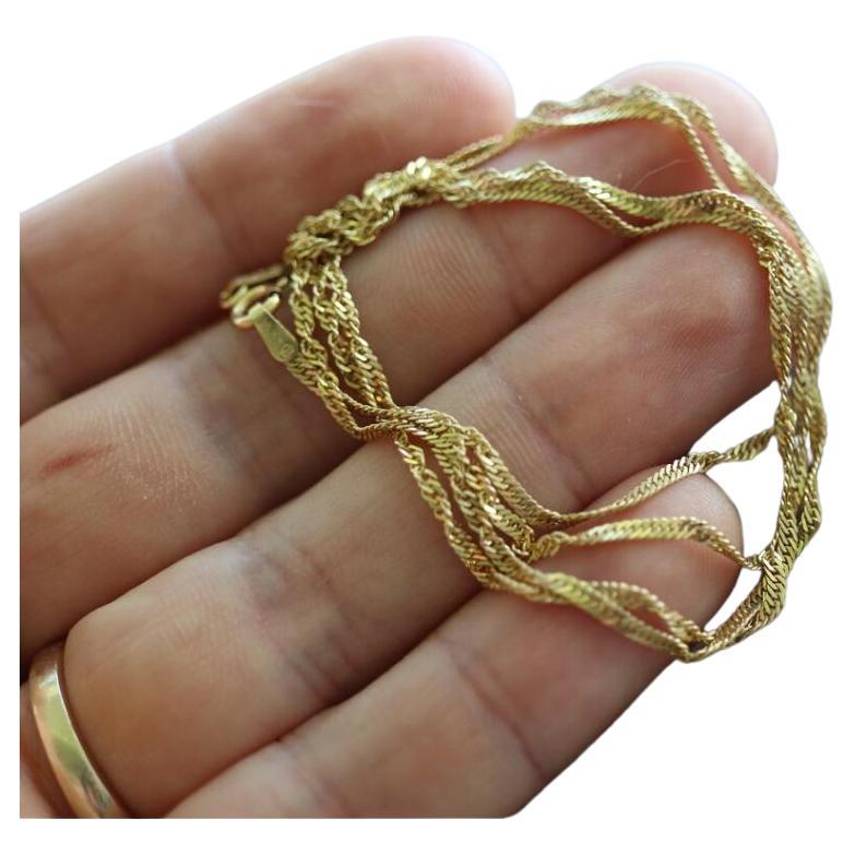 14k Singapore chain link Necklace. 14k Yellow Gold Singapore Twisted Curb Chain.