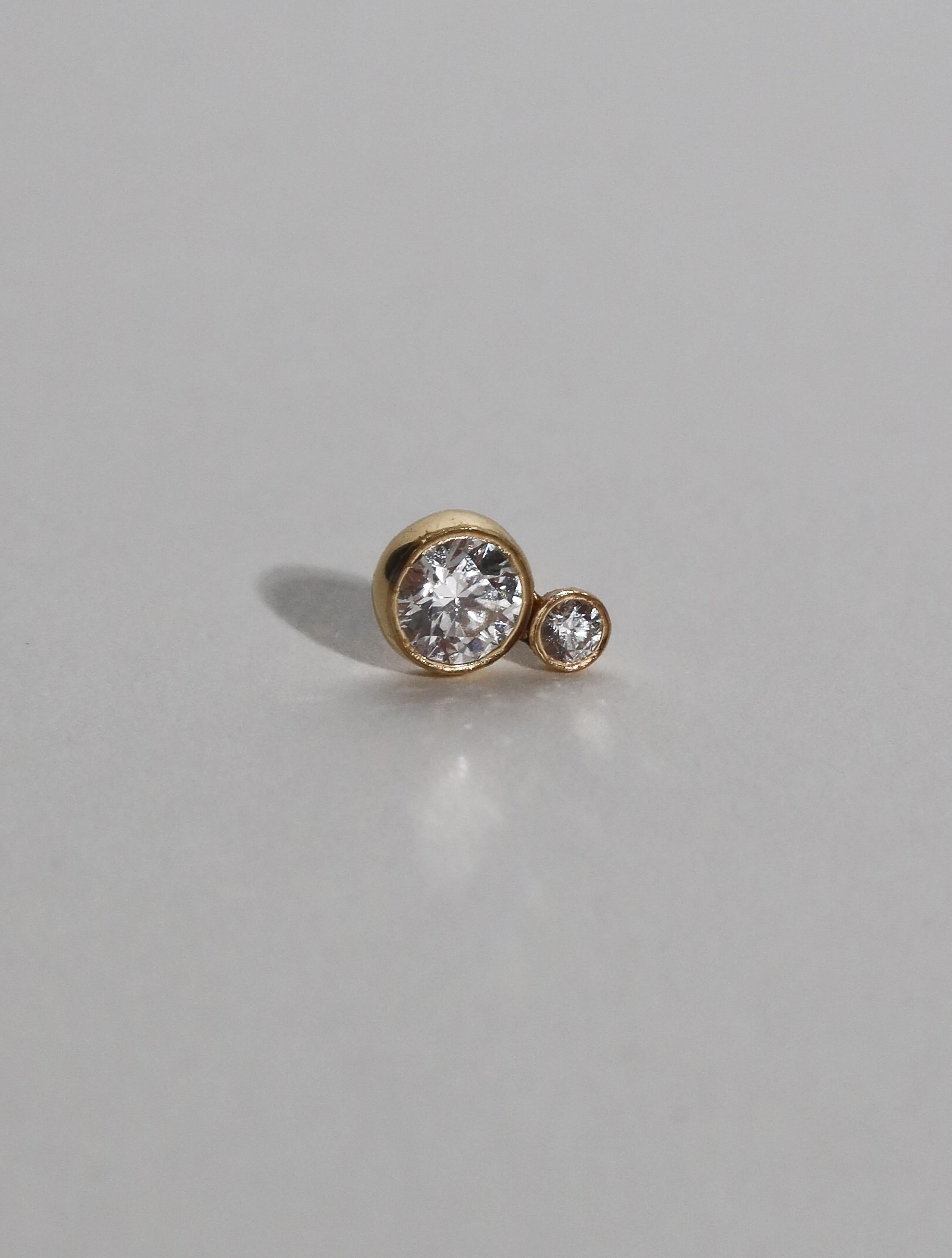 Modern 14k Single Stud Accent Earring with Diamonds For Sale