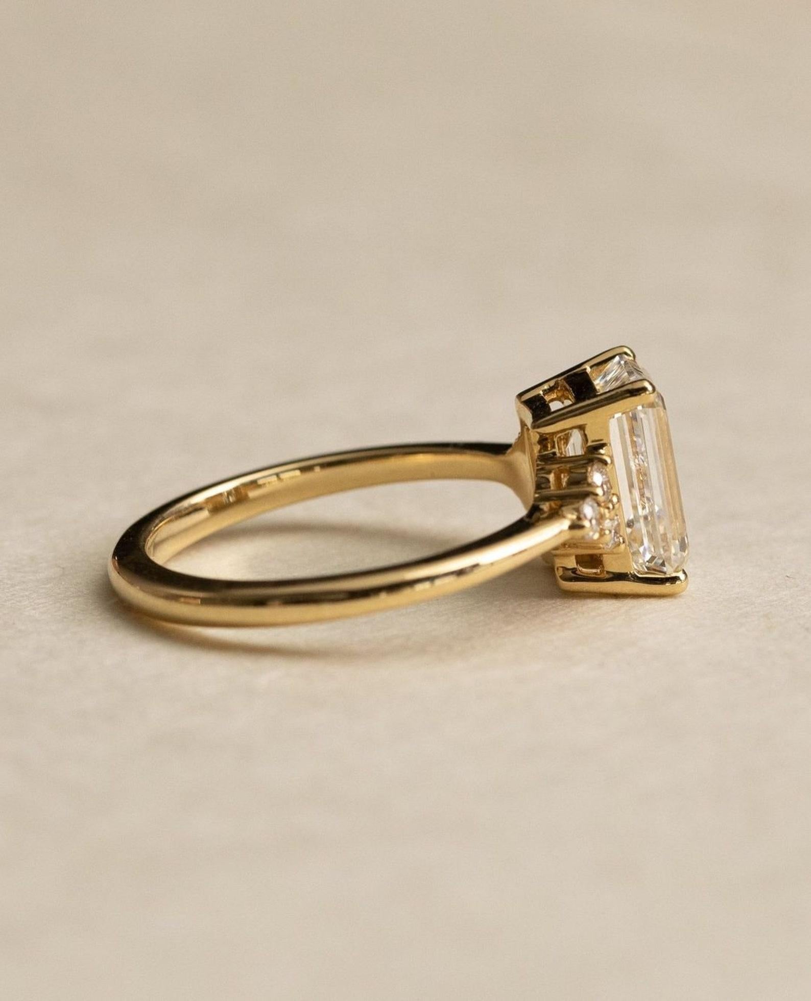 14k sold gold 2 CT Emerald Cut Moissanite Solitaire Engagement Ring 925 . 1