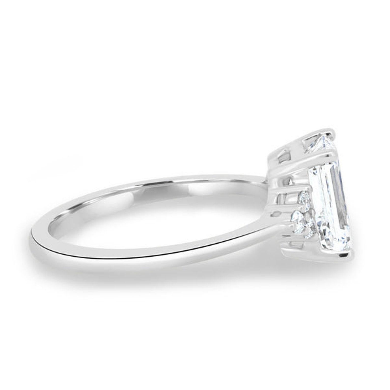 14k sold gold 2 CT Emerald Cut Moissanite Solitaire Engagement Ring 925 . 3