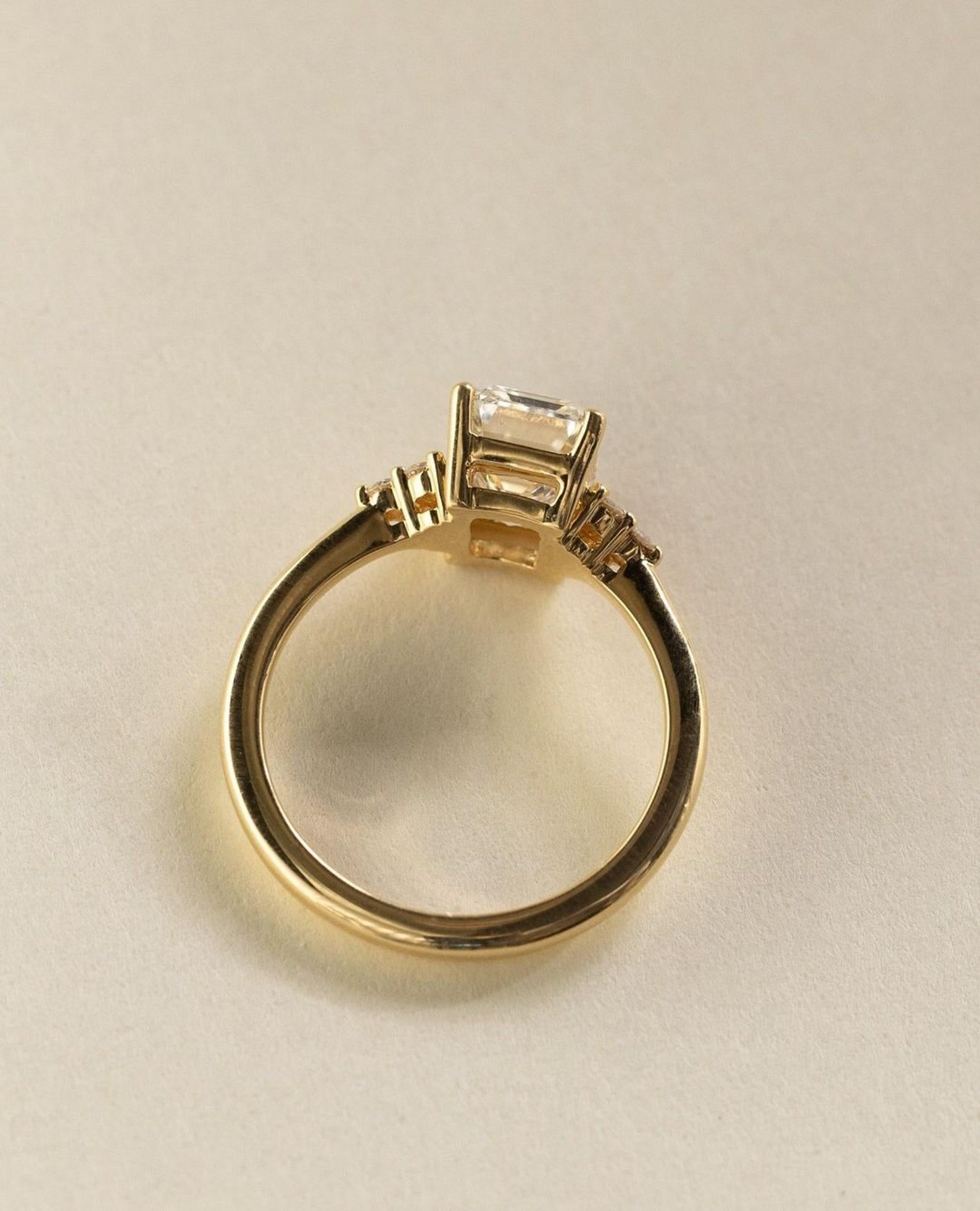 14k sold gold 2 CT Emerald Cut Moissanite Solitaire Engagement Ring 925 . 4