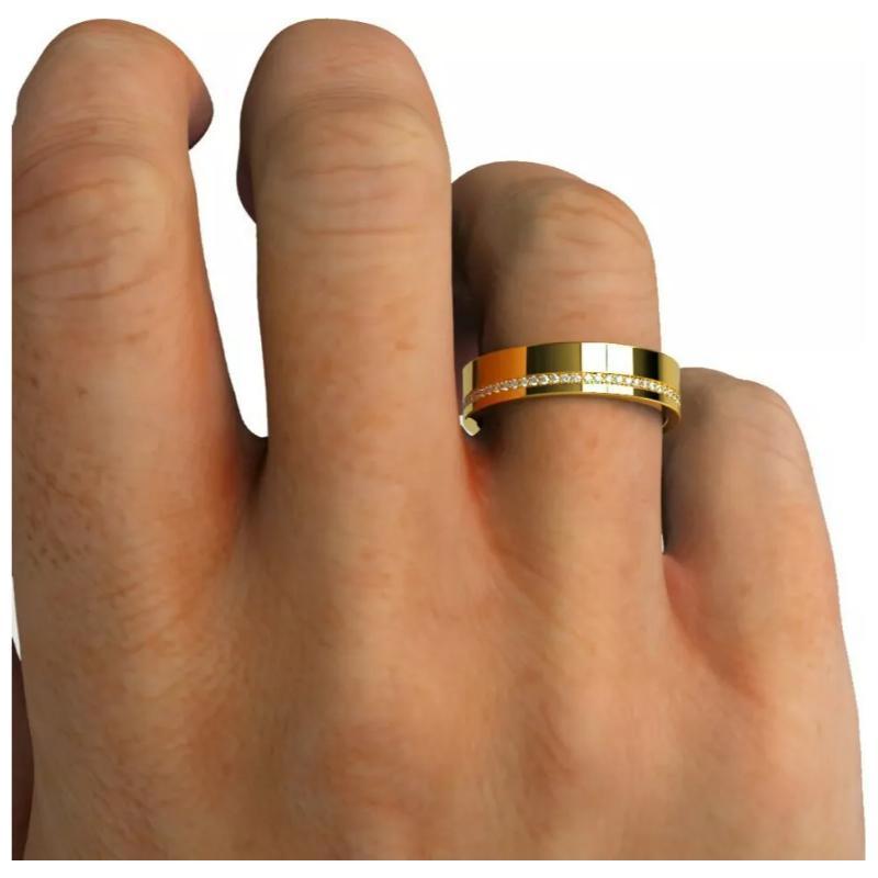 Round Cut 14K Solid Diamond Wedding Ring Band For Sale