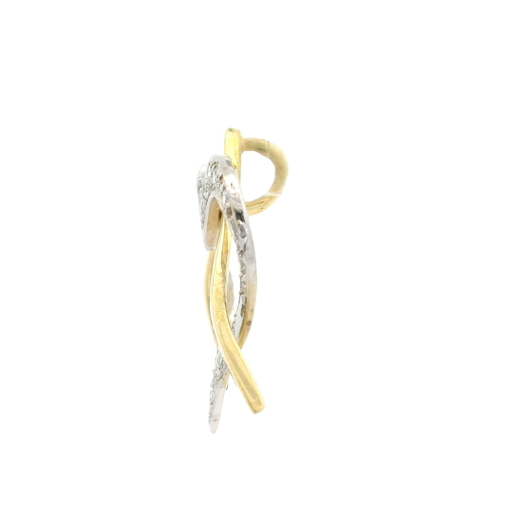 Ciondolo a scorrimento con cuore e stella di David in oro massiccio 14k 0,37ctw Pave Diamond Polished In condizioni ottime in vendita a Montclair, NJ