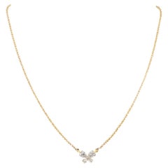 14K Solid Gold 0.95 Ct Natural Diamond Pear Floral Dainty Pendant Necklace