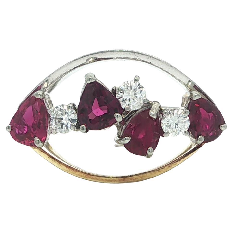 14k Solid Gold 1.45ctw Pear Ruby 
Diamond Open East West Band Ring