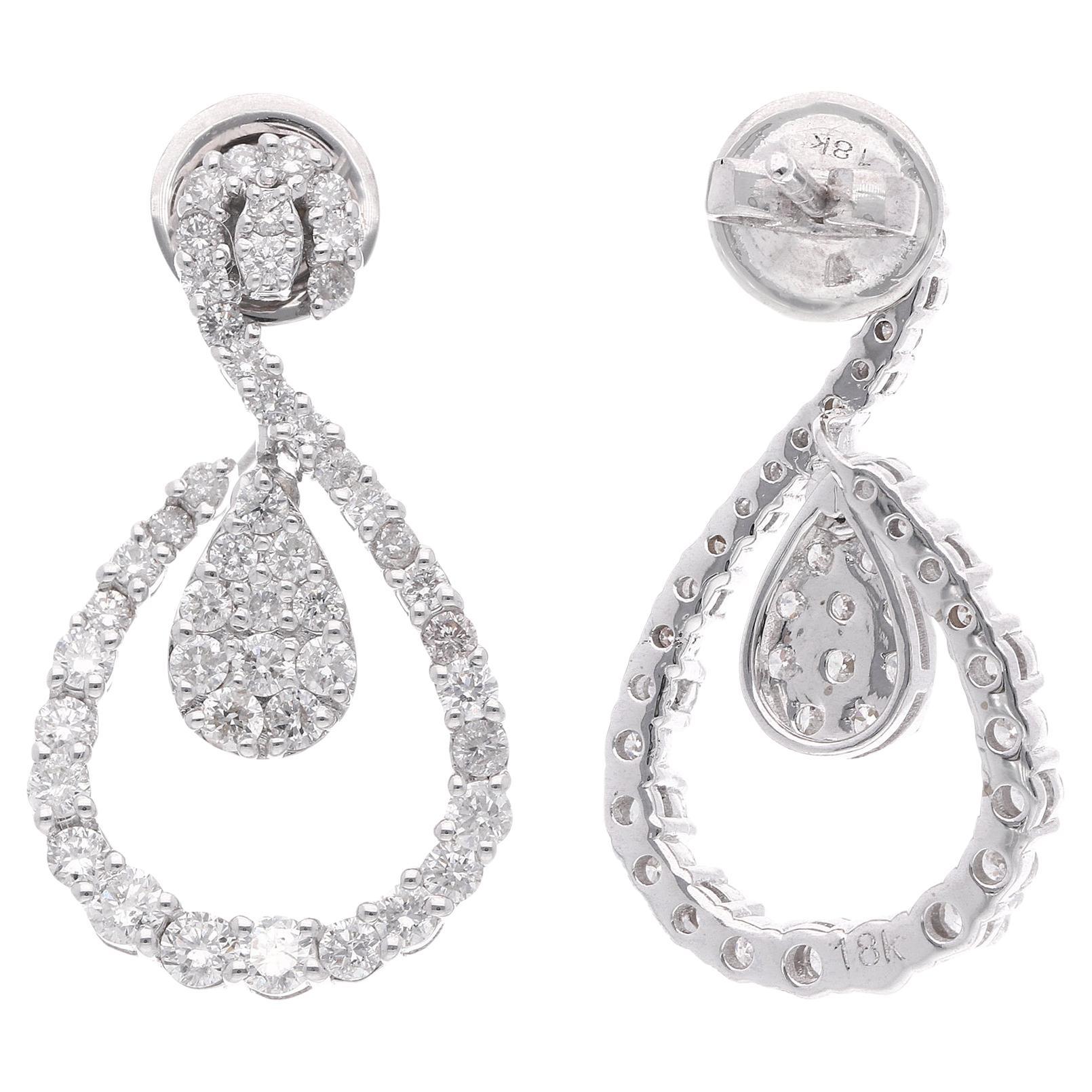 14k solide Gold 1.75Ct SI/H natürlicher Diamant lange baumeln Ohrringe Geschenk für Frauen (Moderne) im Angebot