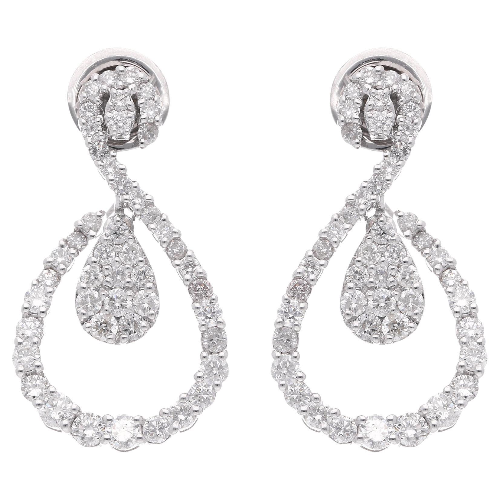 Orecchini lunghi con diamante naturale in oro massiccio 14k 1,75Ct SI/H H. H.