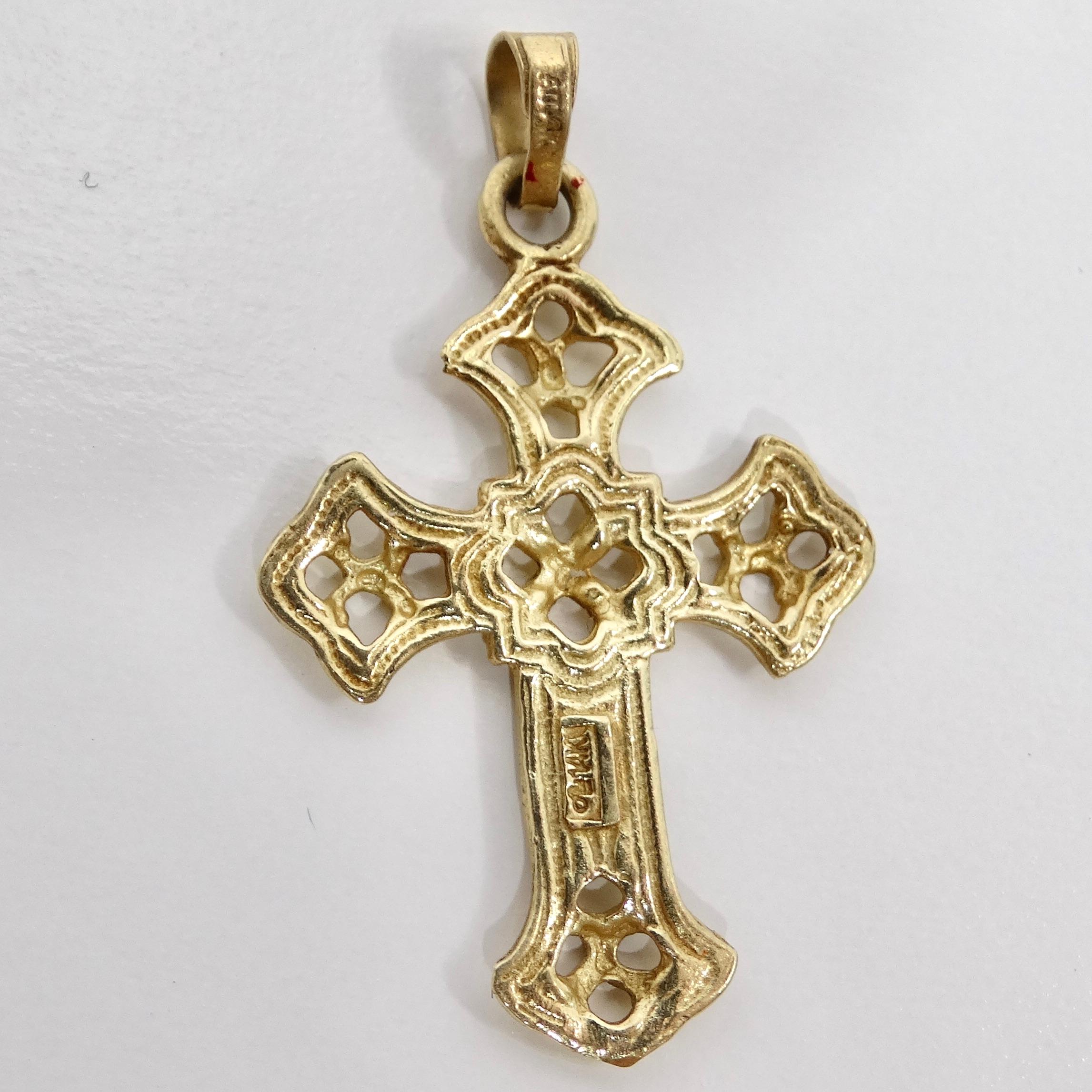 Women's or Men's 14k Solid Gold 1960s Cross Pendent For Sale