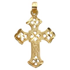 Used 14k Solid Gold 1960s Cross Pendent