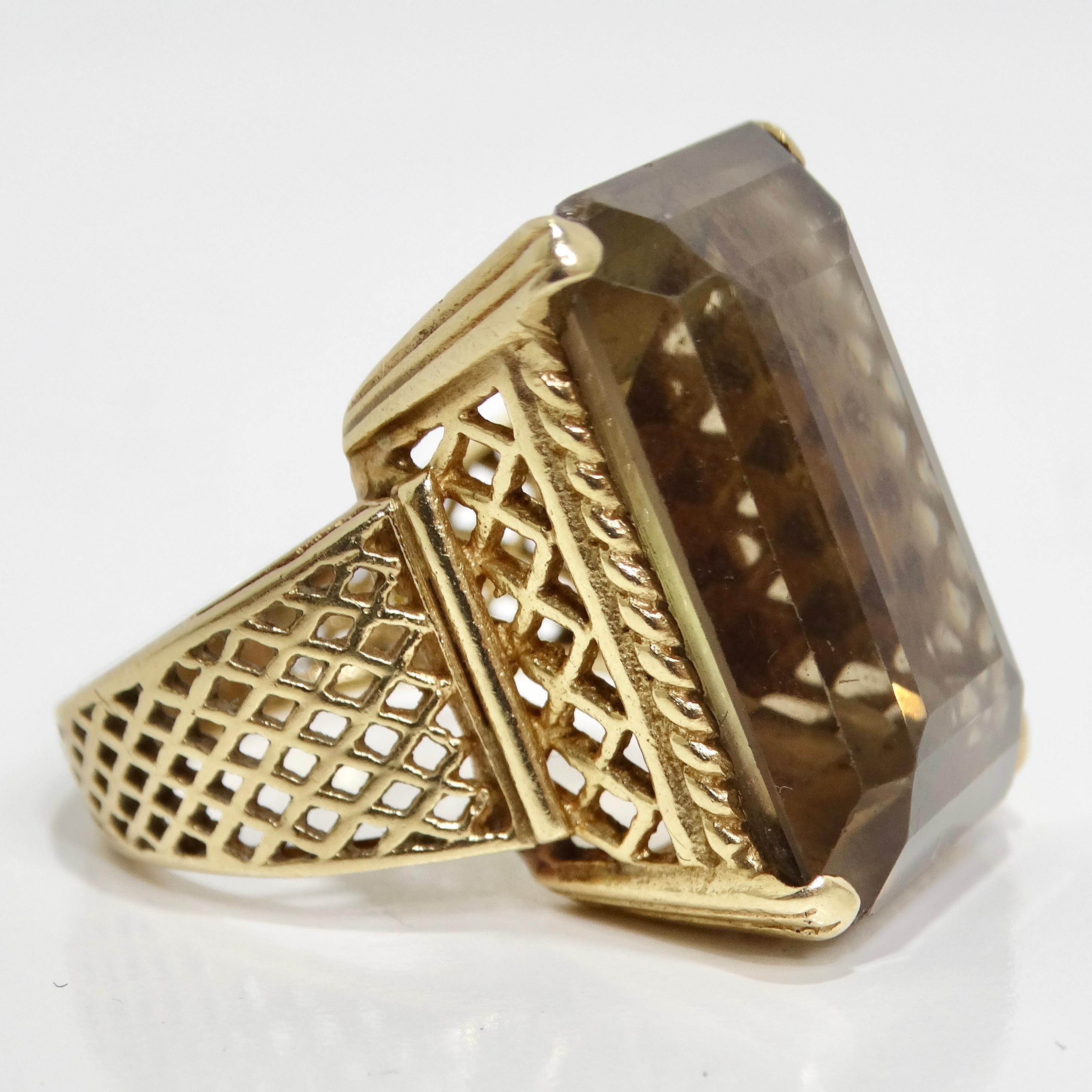 Women's or Men's 14K Solid Gold 1970s Quartz Ring For Sale