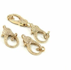 14k Solid Gold 2 Pcs Lobster Clasp Pave Diamond Handmade Jewelry Clasp