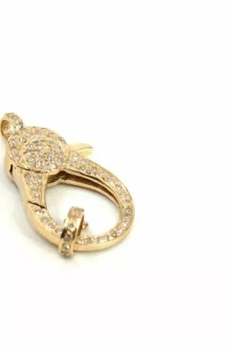 14k Solid Gold 2 Pcs Lobster Clasp Pave Diamond Handmade Jewelry Clasp In New Condition For Sale In Chicago, IL