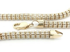 14k Solid Gold 22" Diamond Cut Tube Popcorn Link Ice 5.2mm Chain Necklace