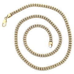 14k Solid Gold 22" Diamond Cut Tube Popcorn Link Ice 5.2mm Chain Necklace