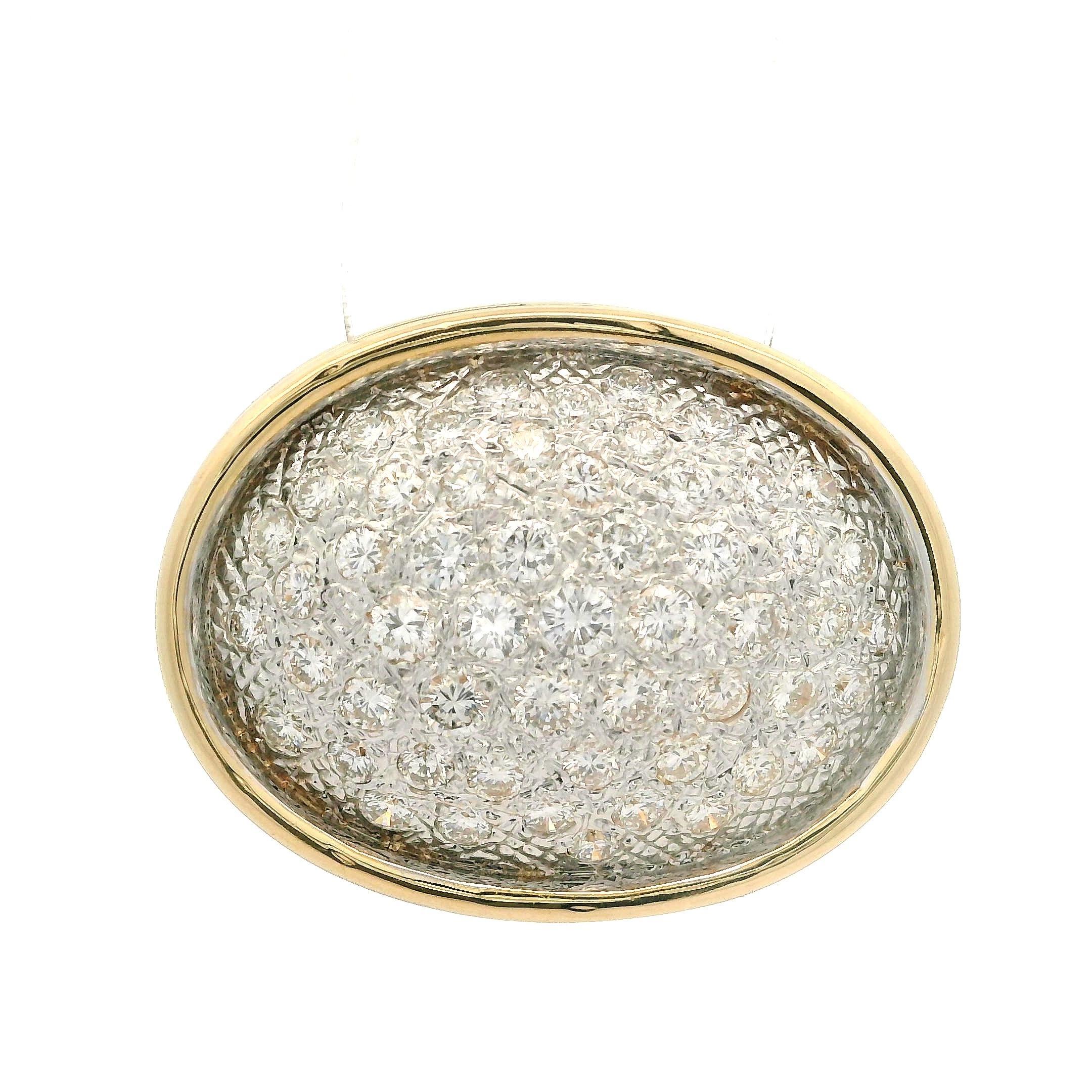 Pendentif en or massif 14k 2.2ctw Diamond Wide Large Puffed Oval Slide Open Enhancer en vente 5