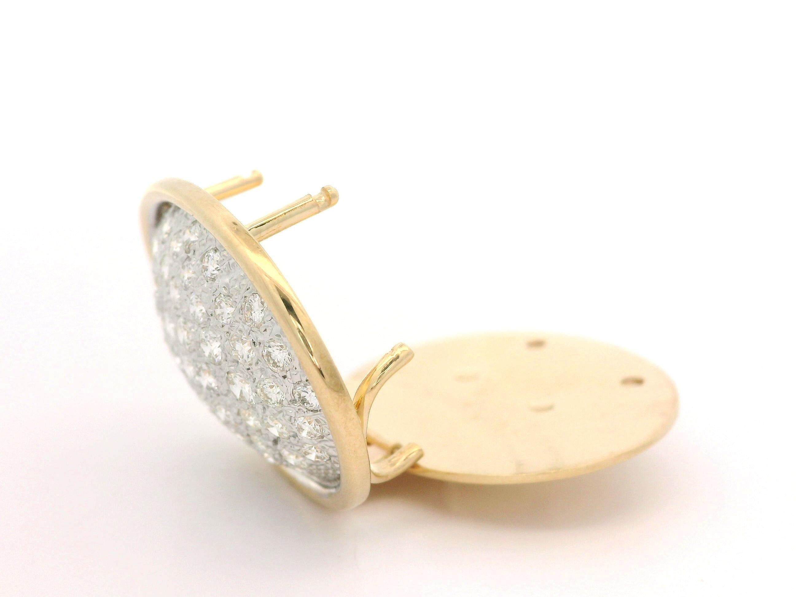 Pendentif en or massif 14k 2.2ctw Diamond Wide Large Puffed Oval Slide Open Enhancer Bon état - En vente à Montclair, NJ
