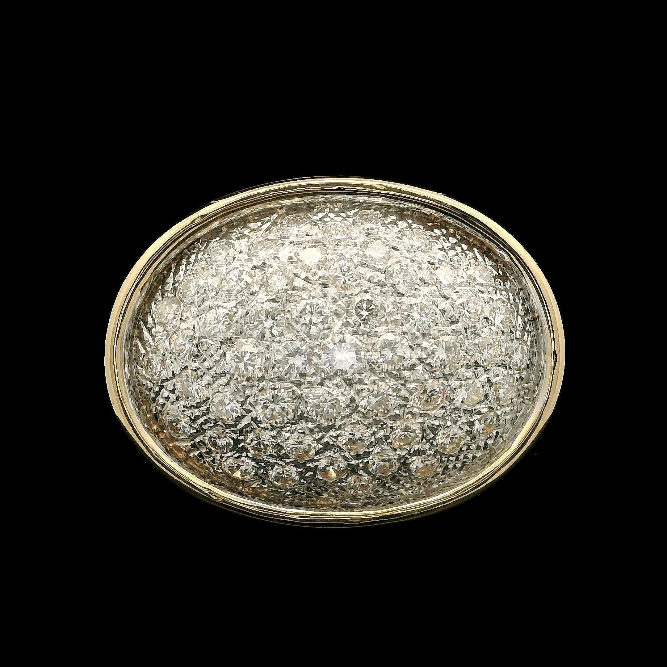 Pendentif en or massif 14k 2.2ctw Diamond Wide Large Puffed Oval Slide Open Enhancer Pour femmes en vente
