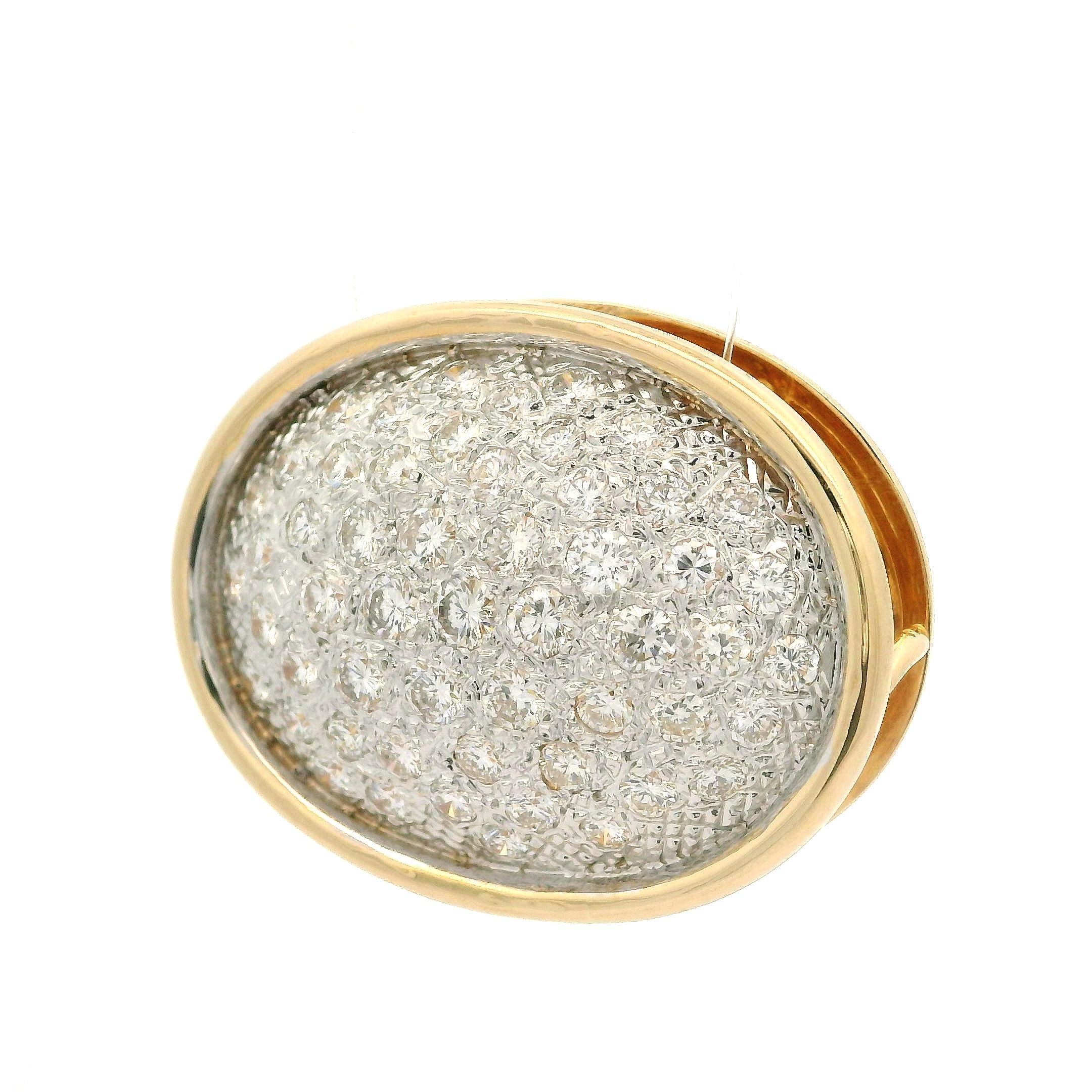 Pendentif en or massif 14k 2.2ctw Diamond Wide Large Puffed Oval Slide Open Enhancer en vente 2
