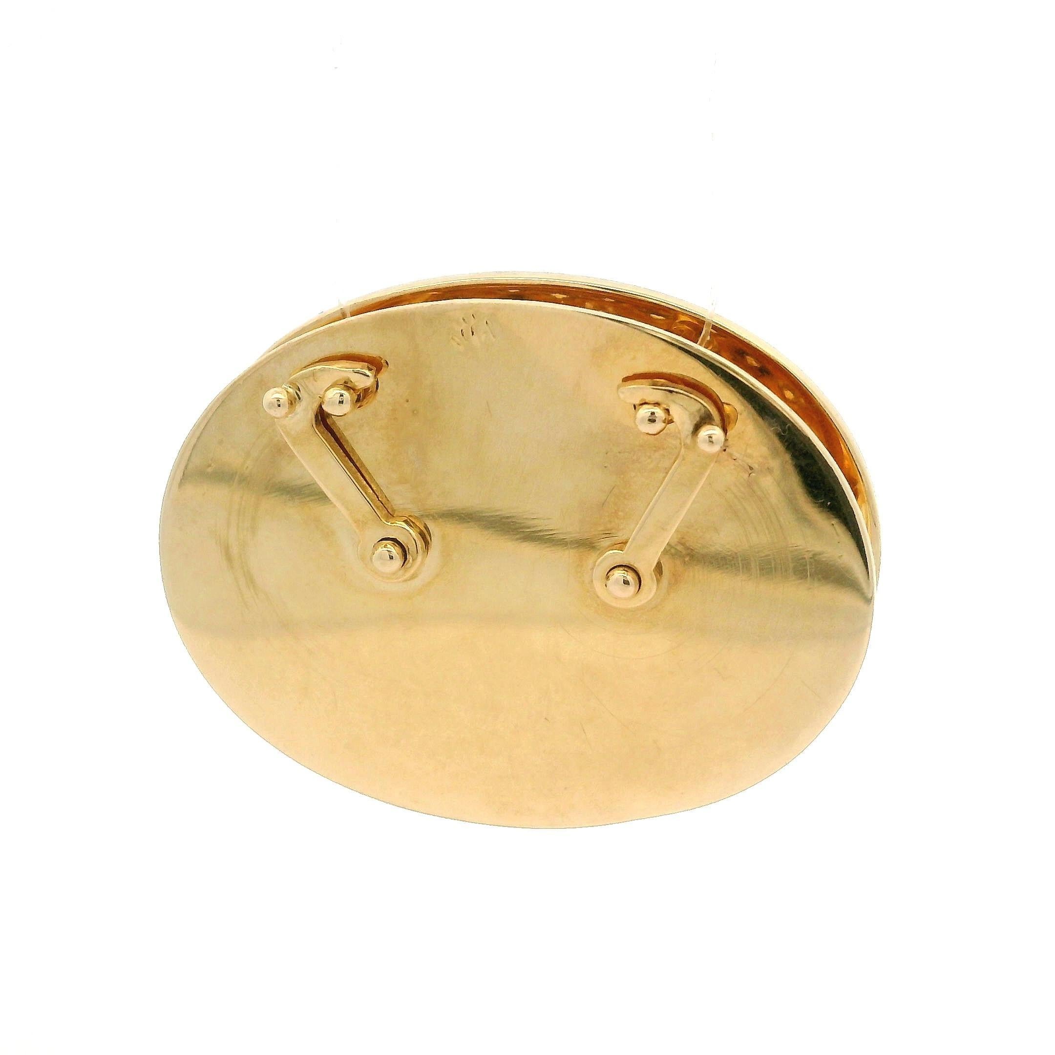 Pendentif en or massif 14k 2.2ctw Diamond Wide Large Puffed Oval Slide Open Enhancer en vente 3
