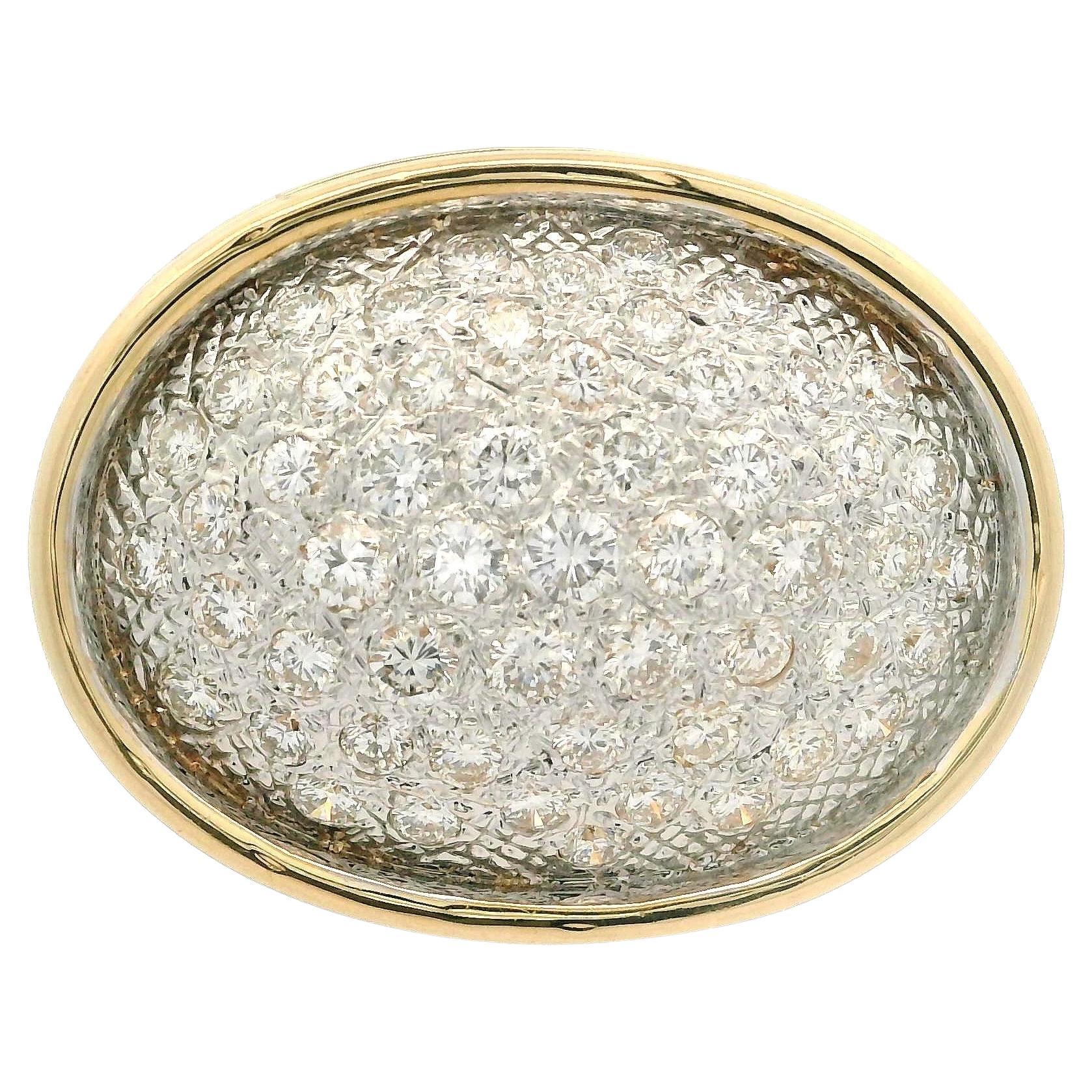 Pendentif en or massif 14k 2.2ctw Diamond Wide Large Puffed Oval Slide Open Enhancer en vente