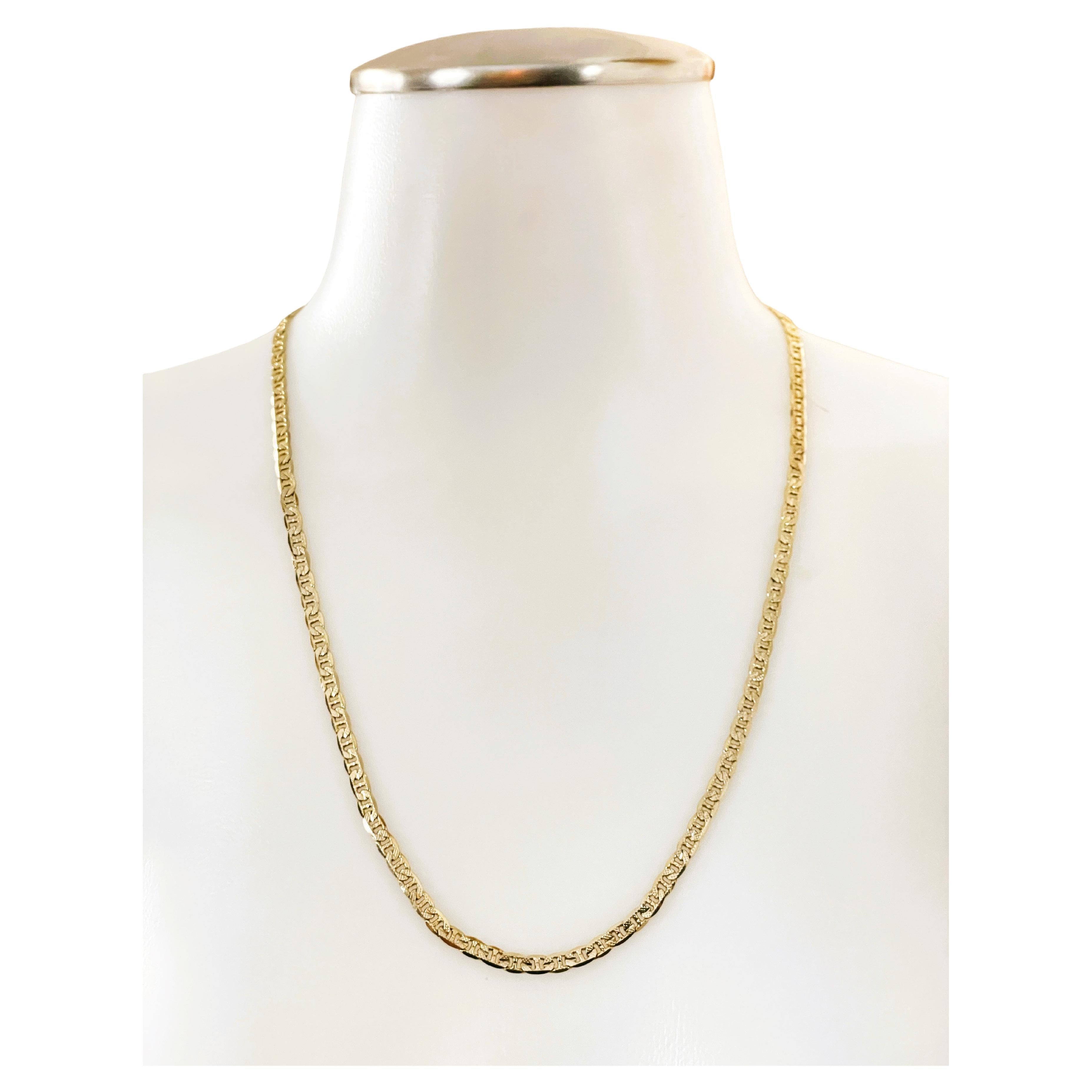 14k Solid Gold Mariner Anchor Flat Chain Necklace For Sale at 1stDibs