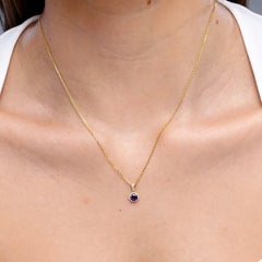14K Solid Gold Amethyst Halo Pendant with Diamonds, 0.55 CTW by Angara