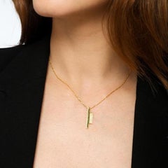 Halskette mit Diamantblock-Gold-Bar-Anhänger aus 14K Gelbgold Massivgold