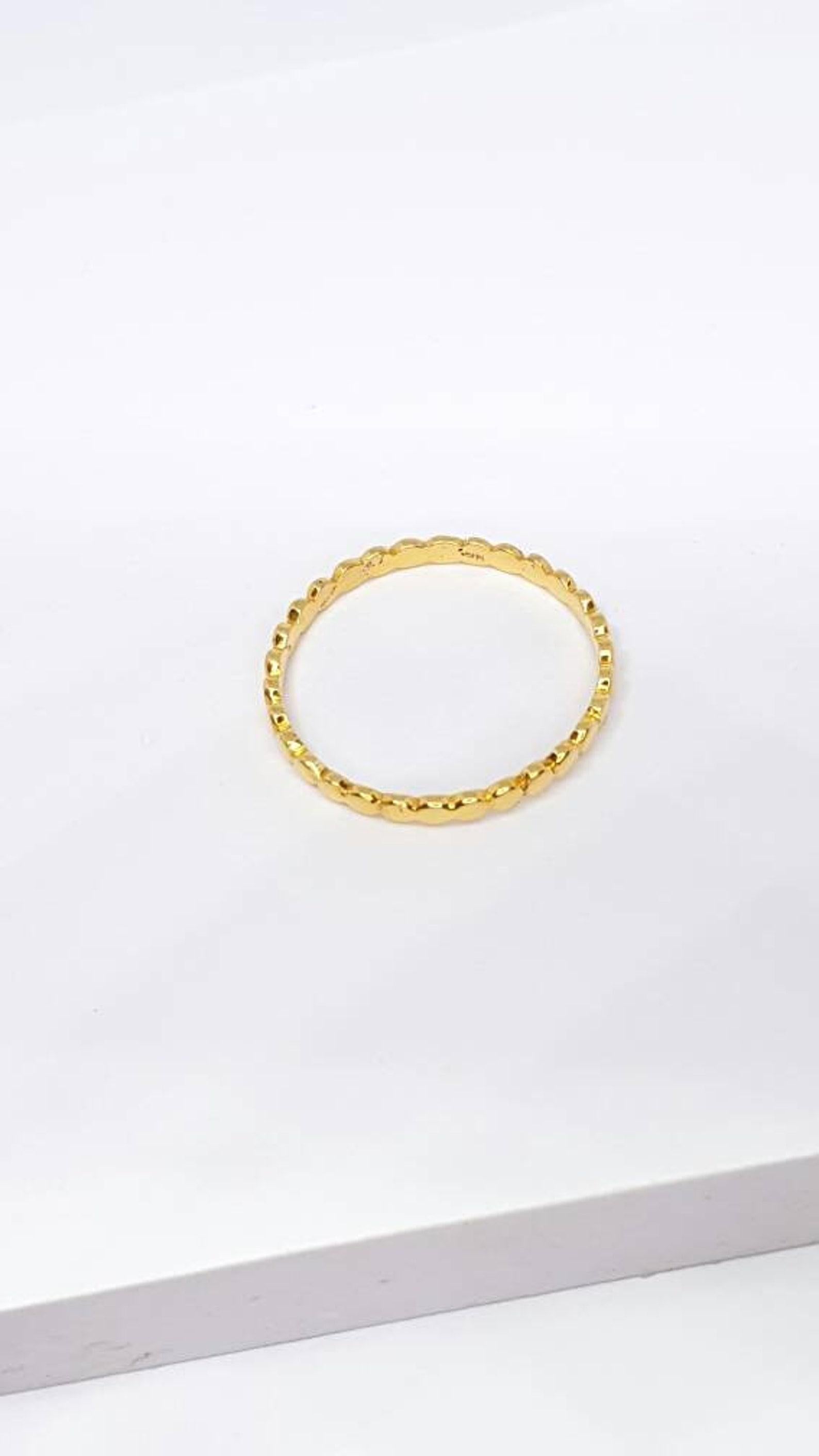 Women's or Men's 14k Solid Gold Beaded Ring Solid Gold Ring For Her Unique Anniversary Gift . For Sale
