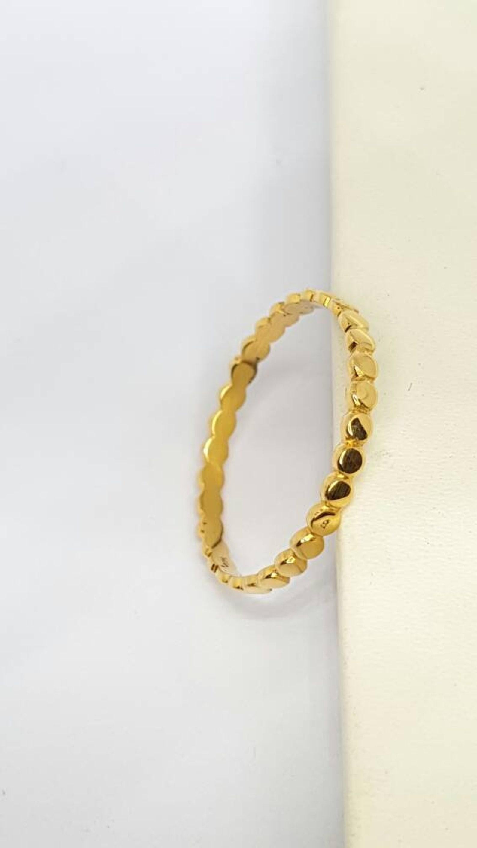 14k Solid Gold Beaded Ring Solid Gold Ring For Her Unique Anniversary Gift . For Sale 4