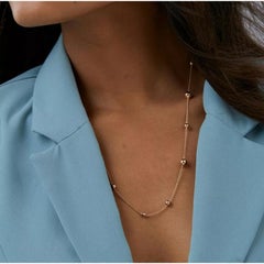14k Solid Gold Beads Lariat Necklace